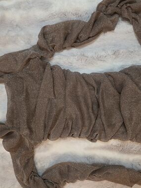 SHEIN Shimmery Brown Ruched Crop Top